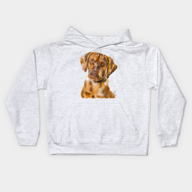 A Pensive Vizsla Puppy Kids Hoodie by LITDigitalArt